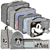 Arditex Ensemble de rangement de voyage Mickey Mouse - 8 pièces, gris (WD16712)