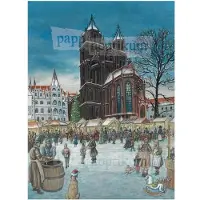 Pappnoptikum Calendrier de l'Avent nostalgique « Matin de Noël » avec motif de marché de Noël