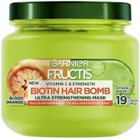 Garnier Masque Fortifiant Pour Cheveux Fragiles Fructis Vitamine C & Strength Biotin Hair Bomb (Masque Ultra Fortifiant) 320 Ml
