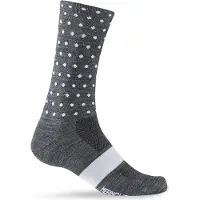 Giro Chaussette de Cyclisme Giro Merino Season Wool Charcoal White Dots-Taille 40 - 42