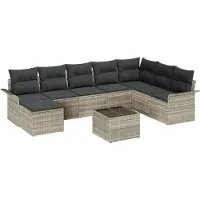 vidaXL Ensemble de canapé de jardin avec coussins 9 pcs gris clair Poly rotin