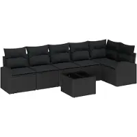vidaXL Ensemble de canapés de jardin en polyrotin noir