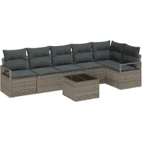 vidaXL Ensemble de canapé de jardin , 7 pièces, gris clair, en résine tressée
