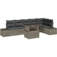 vidaXL Ensemble de canapé de jardin avec coussin avec mémoire 7 pcs Gris