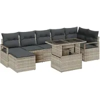 vidaXL Ensemble de canapés de jardin , 8 pièces, gris clair, en résine tressée