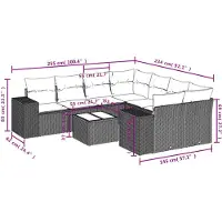 vidaXL Ensemble de salon de jardin 9 pièces avec coussins noir poly rotin