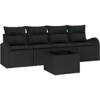 vidaXL Ensemble de canapés de jardin , noir, 55 x 55 x 37 cm, en rotin synthétique