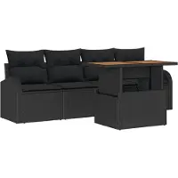 vidaXL Ensemble de salon de jardin , 5 pièces, couleur noire
