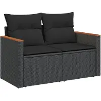 vidaXL Ensemble de salon de jardin 6 pièces avec coussins noir poly rotin