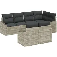 vidaXL Ensemble de canapé de jardin , 7 pièces, gris clair, en résine tressée