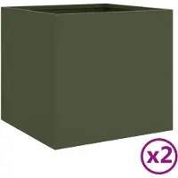 vidaXL Jardinières 2 pcs vert olive 32x30x29 cm acier