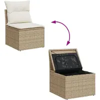 vidaXL Ensemble canapé de jardin avec coussins 7 pièces Beige et blanc Poly-rotin