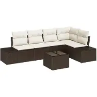 vidaXL Ensemble de canapés de jardin , 6 pièces, en polyrotin marron