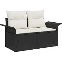vidaXL Ensemble de canapé de jardin avec coussins 9 pcs noir poly rotin