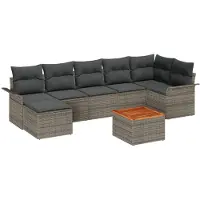 vidaXL Ensemble canapé de jardin avec coussins 8 pièces Gris Poly-rotin