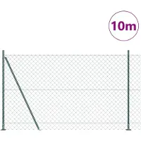 vidaXL Clôture en fil métallique avec socle en béton, 10 x 1,5 m, couleur verte