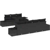 vidaXL Ensemble de salon , 8 pièces, noir, en résine tressée