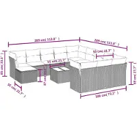 vidaXL Ensemble de 13 canapés de jardin avec coussins noir poly rotin