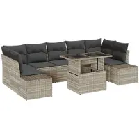 vidaXL Ensemble de salon , 8 pièces, gris clair, en résine tressée
