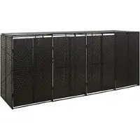 vidaXL Box pour poubelles 4 tonnes noir 274x80x117 cm Poly rotin