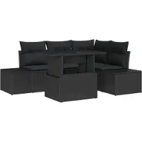 vidaXL Ensemble de canapé de jardin avec coussins 5 pcs noir poly rotin