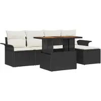 vidaXL Ensemble de canapé de jardin avec coussins 6 pcs noir et crème