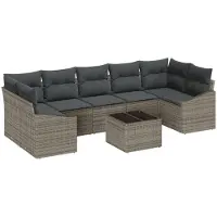 vidaXL Ensemble de canapés avec coussins avec mémoire 8 pcs Gris Poly-Rotin
