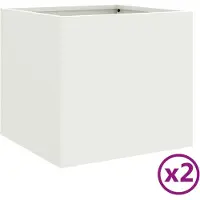 vidaXL Jardinières 2 pcs blanc 32x30x29 cm acier