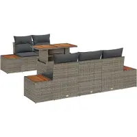 vidaXL Ensemble de canapés de jardin , 6 pièces, gris et marron