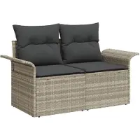 vidaXL Ensemble de canapés de jardin avec coussins (10 pièces), gris clair, en rotin synthétique