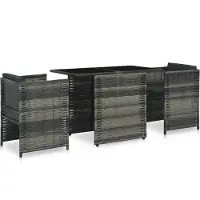 vidaXL Ensemble de salon de jardin 5 pièces avec coussins noir poly rotin