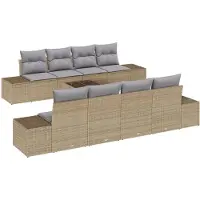 vidaXL Ensemble de canapé de jardin avec coussins 8 pcs Beige et Gris Poly-Rotin