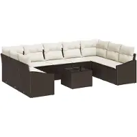 vidaXL Ensemble de canapés avec coussins (10 pièces), en rotin synthétique marron
