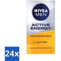 Nivea Crème pour le visage MEN Active Energy avec caféine 50 ml - Pack avantage - 24 pièces