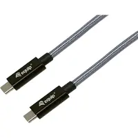 Equip 128428 Câble USB-C 3.0 vers C, acier inoxydable, 3,00 m, 5 A, 4K/60 Hz, 20 Gbps, noir