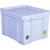 Really Useful Box Box – Boîte de rangement 35 litres, blanc fluo avec poignées blanches