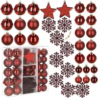 Springos Boules de sapin de Noël, pendentifs, ensemble de 40 pièces, décorations de Noël pour centre de table, incassables, bordeaux et rouge