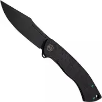 We Knife Essential Knight, Etched Black Titanium, Black Stonewash