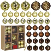 Springos Boules de sapin de Noël, ensemble de 37 décorations de pièce maîtresse, incassables, marron doré