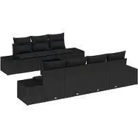 vidaXL Ensemble de canapés avec coussins, 8 pièces, en rotin synthétique noir