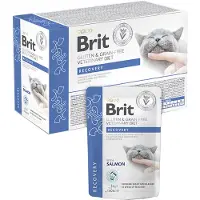 Brit Veterinary Diet Grain Free Recovery Cat Fillets in Gravy Salmon 12x85g pour les chats en période de convalescence