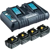 Makita Power Source Set de 2 Batteries BL1860B 6,0Ah 18V + Chargeur rapide double DC18RD (196933-6)