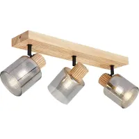 QAZQA Spot intelligent en bois avec verre fumé 3 lumières rotatif et inclinable avec WiFi G45 - Gracy