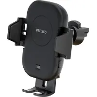 Deltaco Wireless car charger 15 W automatic open and close dual mounts black, Adaptateur pour véhicule, Noir