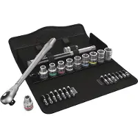 Wera 8100 SC 10 Zyklop Jeu de cliquets métalliques, carré traversant, entraînement 1/2", pouce, 28 pièces