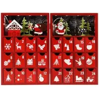 Generic Rebecca Mobili Calendrier de l'Avent rouge en forme de livre avec 24 tiroirs et lumières