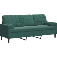 Syfax Canapé 3 places avec oreillers vert foncé 180 cm velours
