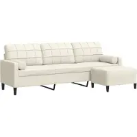 Syfax Canapé à 3 places avec repose-pieds Crème 210 cm Velours