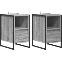vidaXL Table de chevet avec tiroir 2 pcs Gris Sonoma 39,5 x 30 x 50 cm