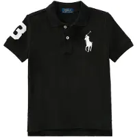 Ralph Lauren pour garçon. 322670257015 Polo en piqué de coton avec Big Pony noir (2años= 94/100cm), Casuel, Manche courte, mode enfanti